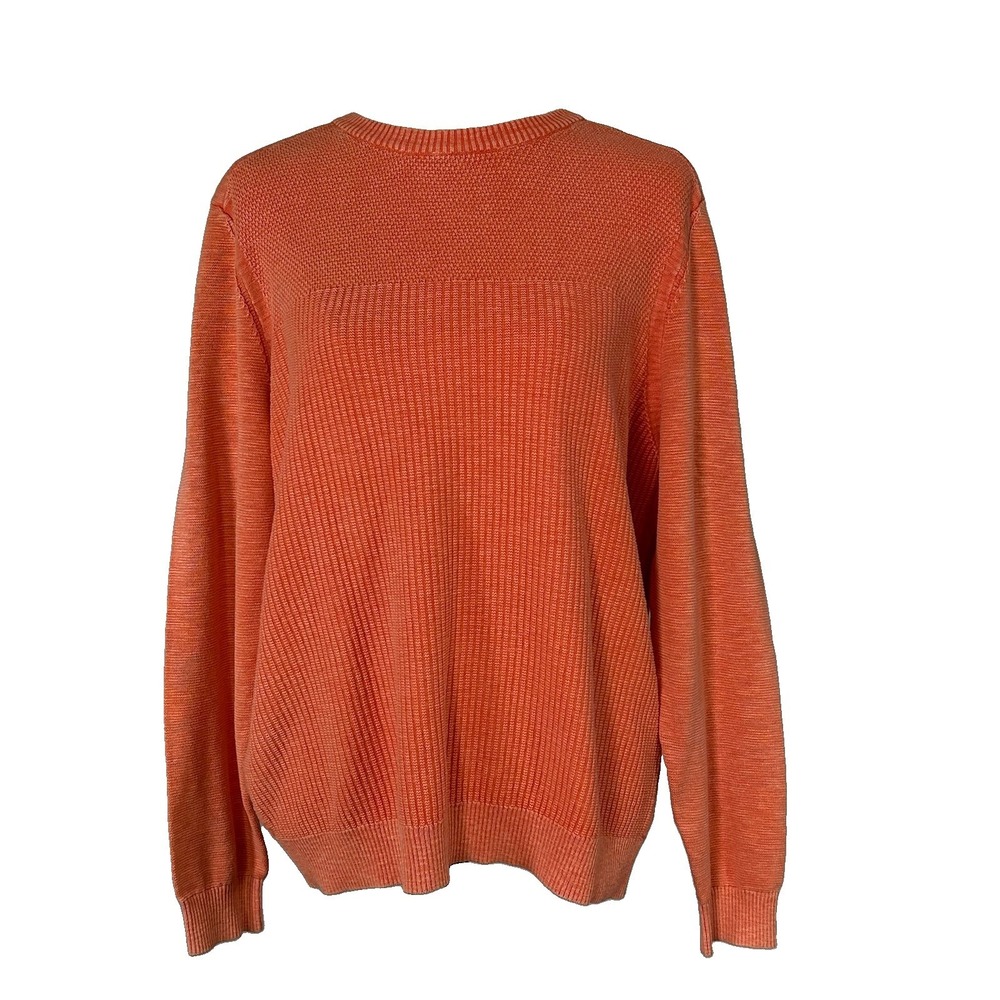 Tommy Bahama Men's MED Orange/Coral 100% Cotton Crewneck Knit Sweater Pullover